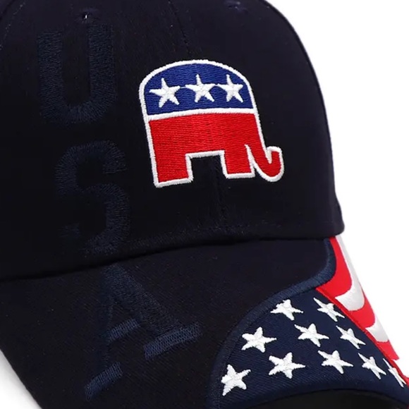 🇺🇸🐘Nicely Embroidered Republican Elephant Logo Stars & Stripes Adjustable Cap - Picture 9 of 9